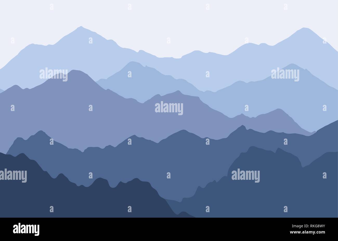 Panorama magnifique avec des montagnes de brume - Vector nature paysage Illustration de Vecteur