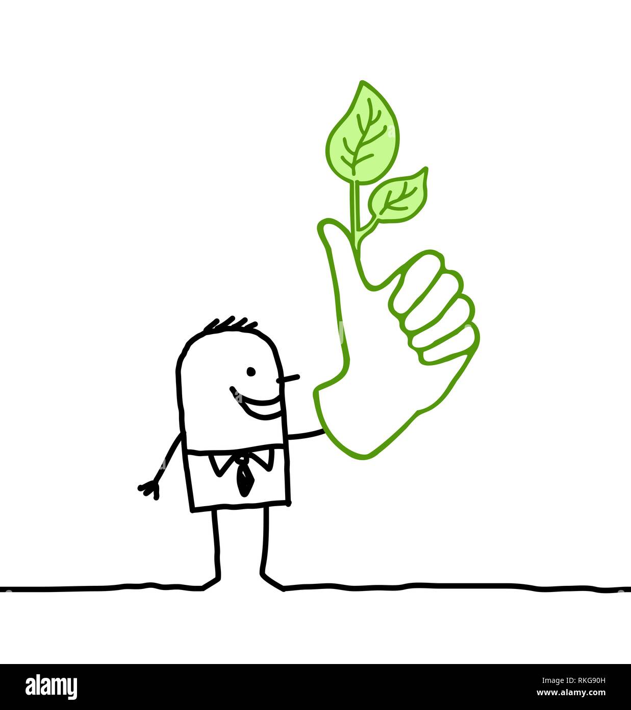 L'homme dessin animé avec de gros pouce vert Illustration de Vecteur