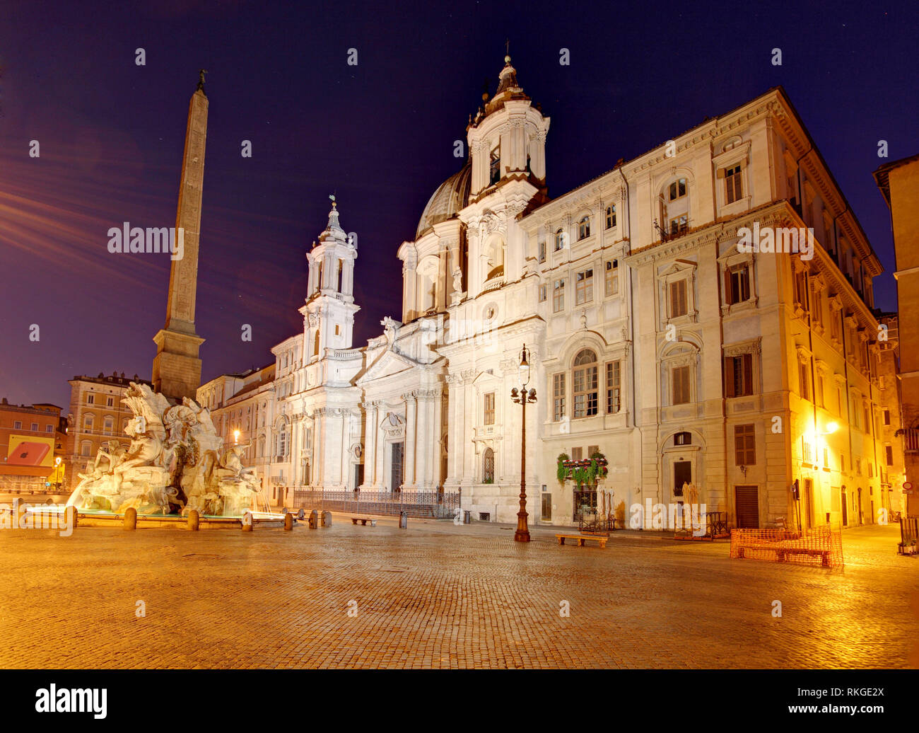 Piazza Navona au crépuscule. Rome, Italie. Banque D'Images