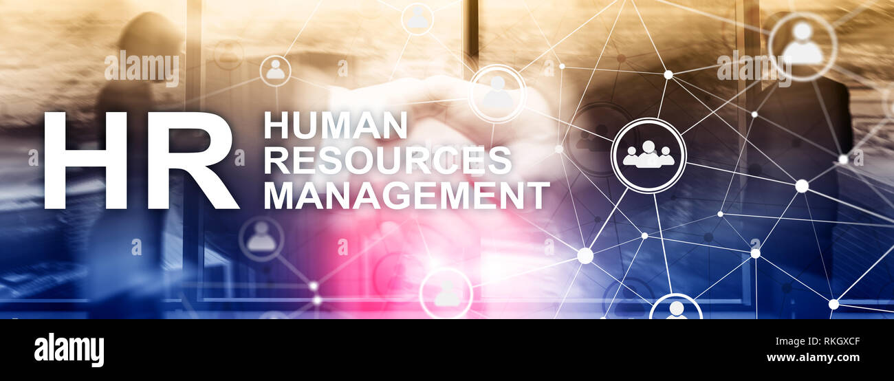 La gestion des ressources humaines, RH, Team Building et de recrutement concept sur fond flou. Banque D'Images