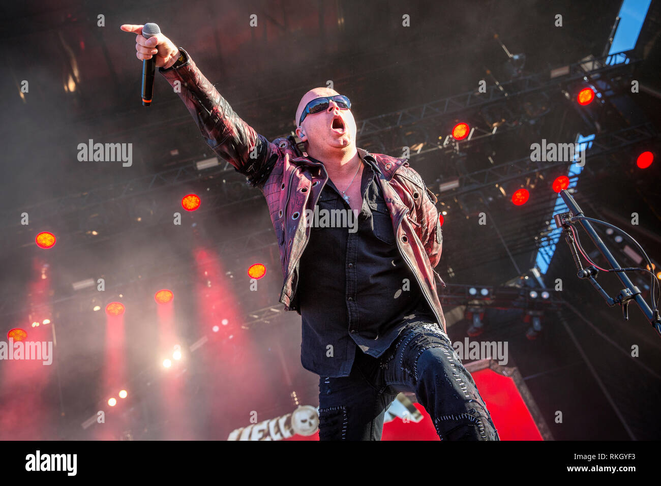La Suède, Solvesborg - 07 juin, 2018. Le régime allemand metal Helloween effectue un concert live au cours de la fête de la musique suédoise Sweden Rock Festival 2018. Ici le chanteur Michael Kiske est vu sur scène. (Photo crédit : Gonzales Photo - Terje Dokken). Banque D'Images