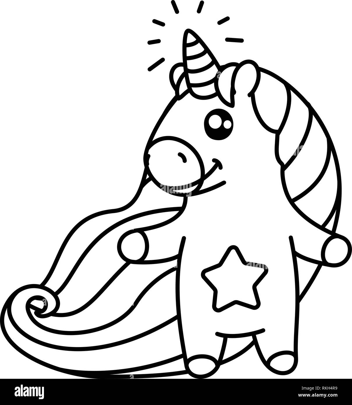 Vector mignon bébé licorne Kids Coloring Book page Illustration de Vecteur