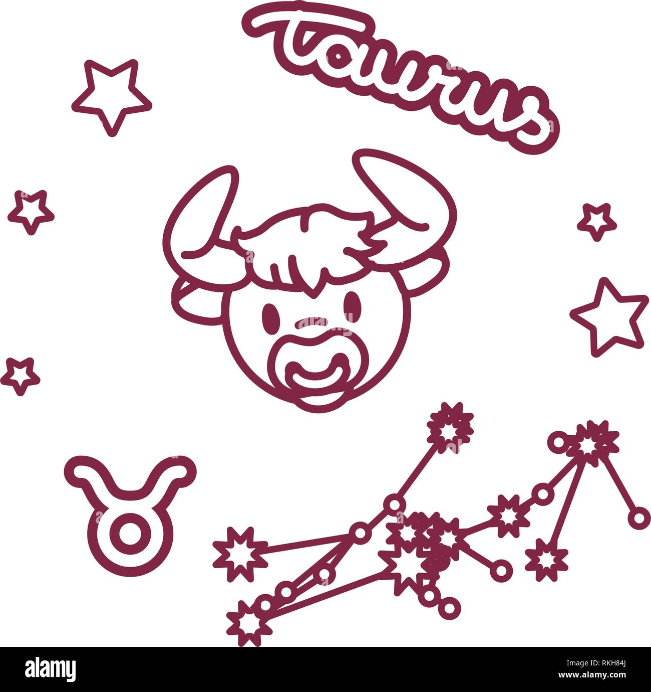 Ligne vectorielle Zodiac sign : constellation du taureau Illustration de Vecteur