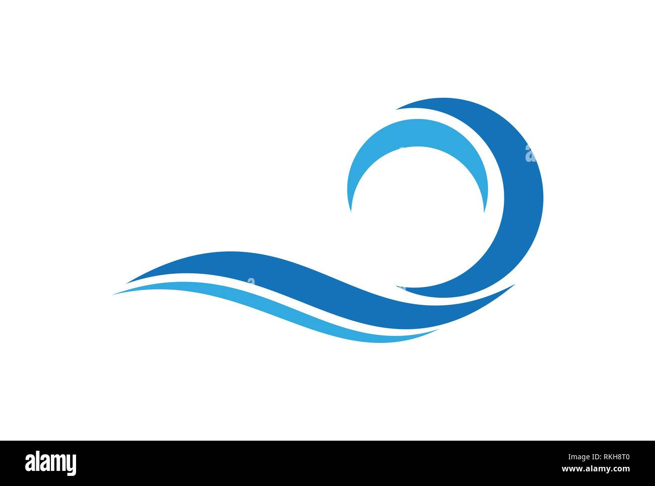 Les vagues de la mer bleu abstrait vecteur icône logo design plat concept Banque D'Images