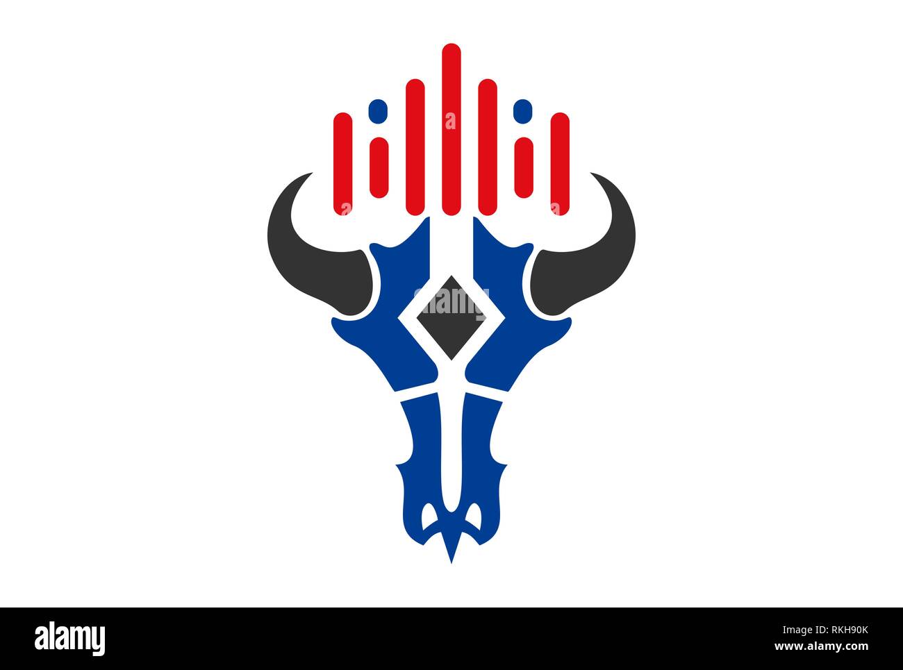 Égaliseur crâne bull concept abstrait vecteur icône logo design plat concept Banque D'Images