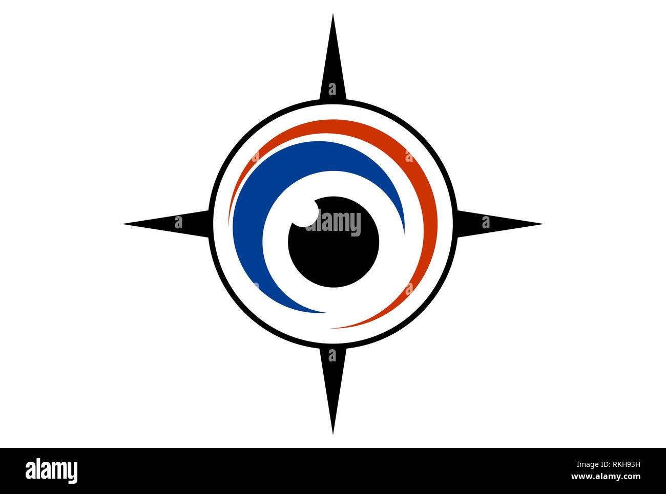 Boussole oculaire abstract vector icône logo design plat concept Banque D'Images