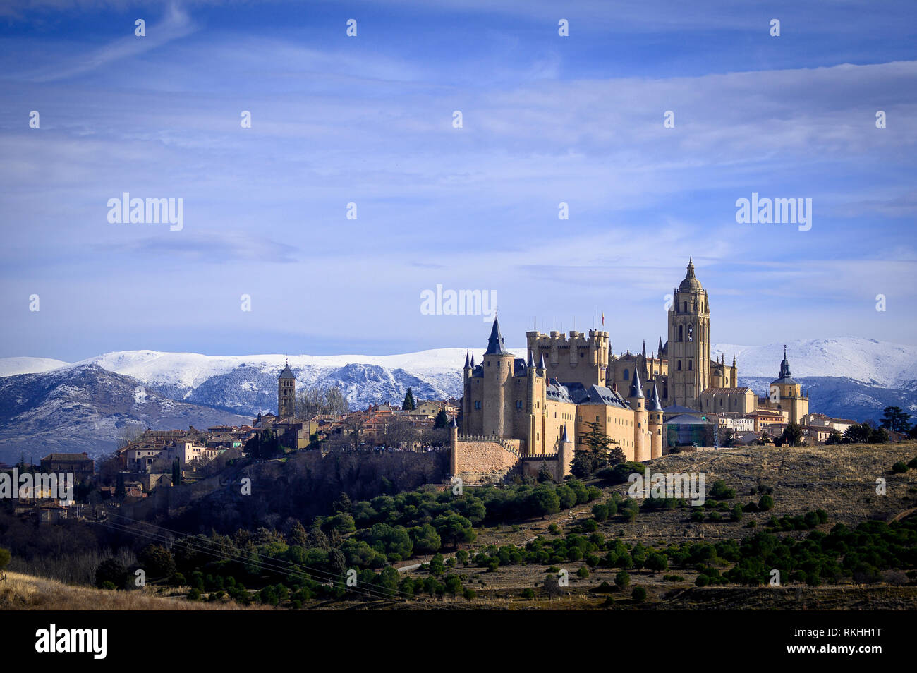 Alcazar de Segovia du point de vue de l'Ultimo Pino Banque D'Images