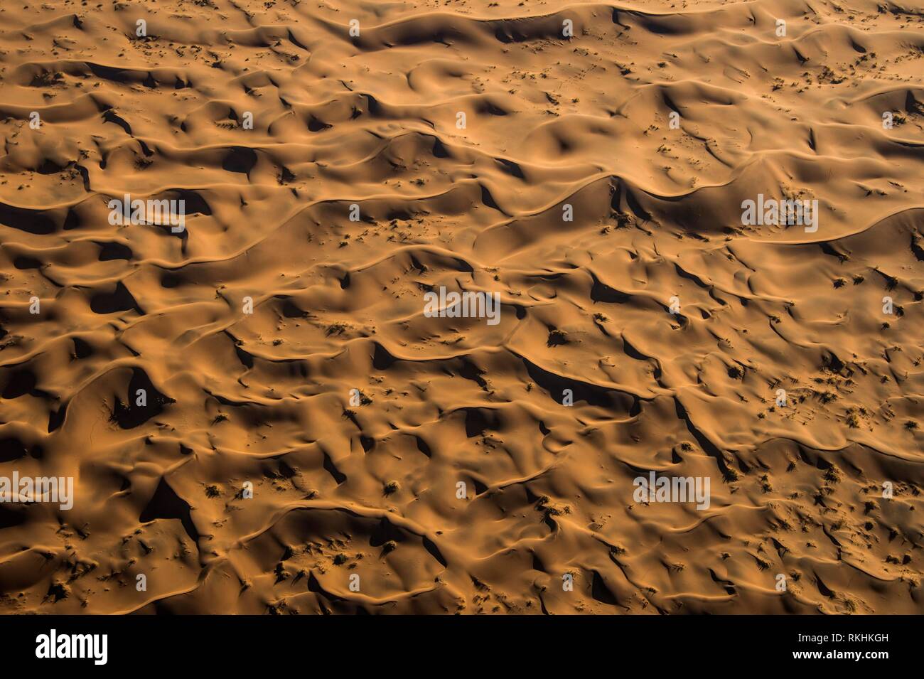 Vue aérienne, sanddunes dans le désert du Namib, Namibie Banque D'Images