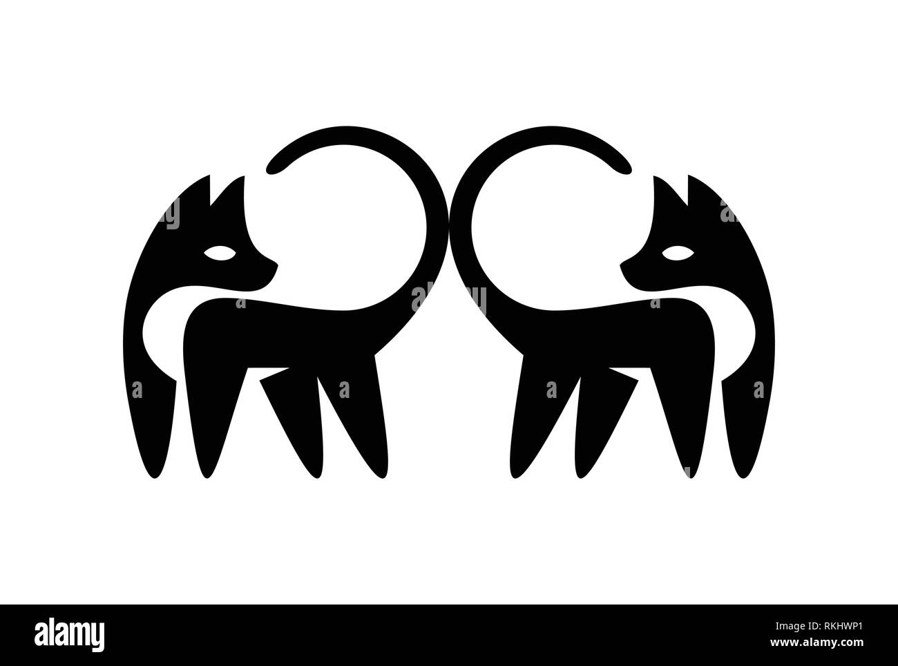 deux icône de vecteur de logo de chat Illustration de Vecteur