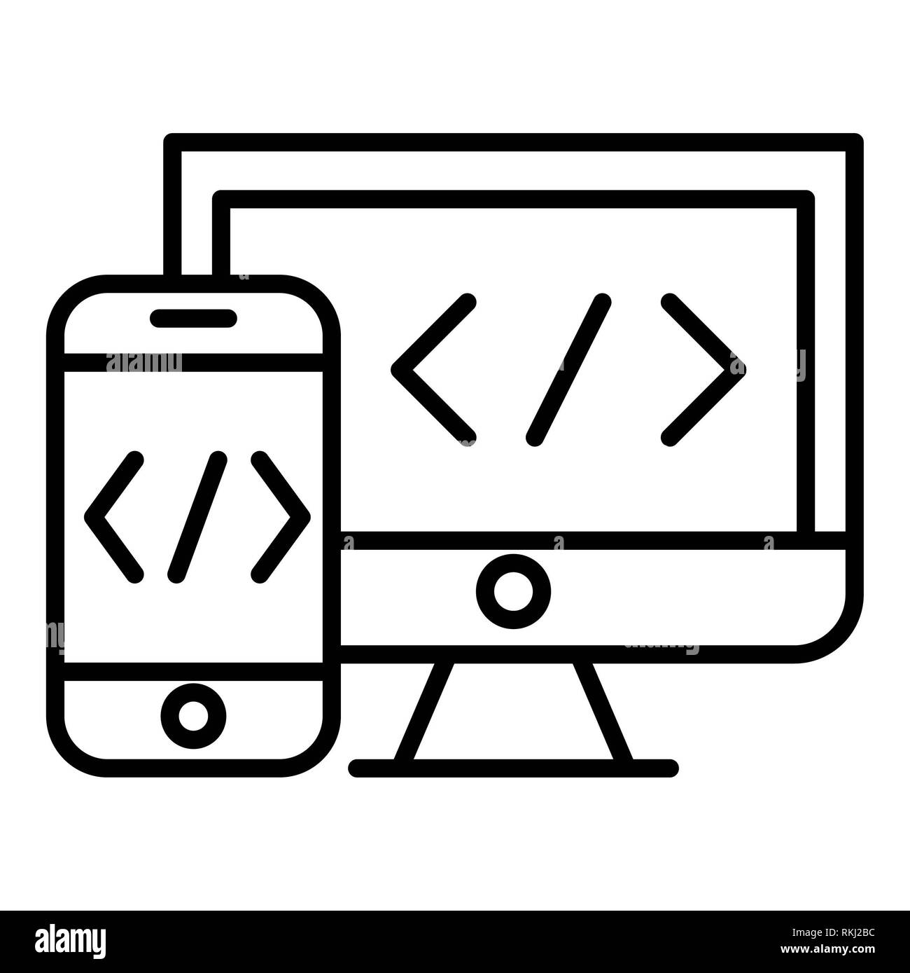 L'icône de codage, illustration vectorielle, l'E-commerce Contours Banque D'Images