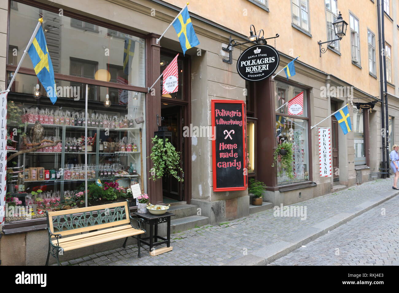 Gamla Stans Polkagriskokeri, Stockholm, Suède / Vieille Ville Polkagriskokeri, Stockholm, Suède Banque D'Images