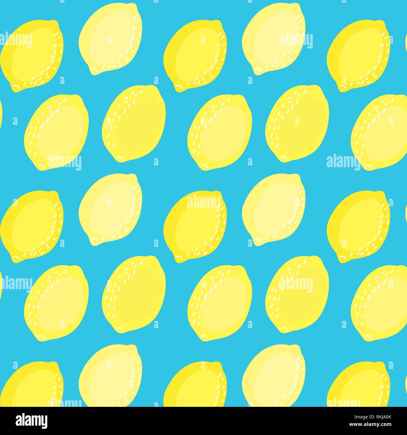 Vector illustration motif citrons jaune sur un fond bleu turquoise Illustration de Vecteur