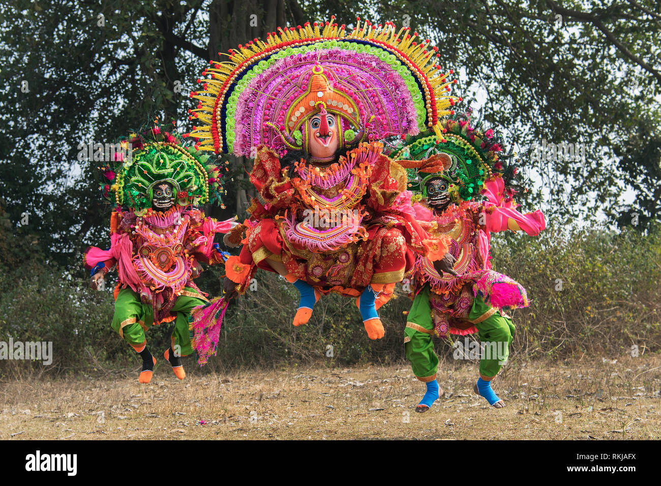 L'image du danseur dans l'exécution de Purulia Chhau village, West Bengal, India Banque D'Images