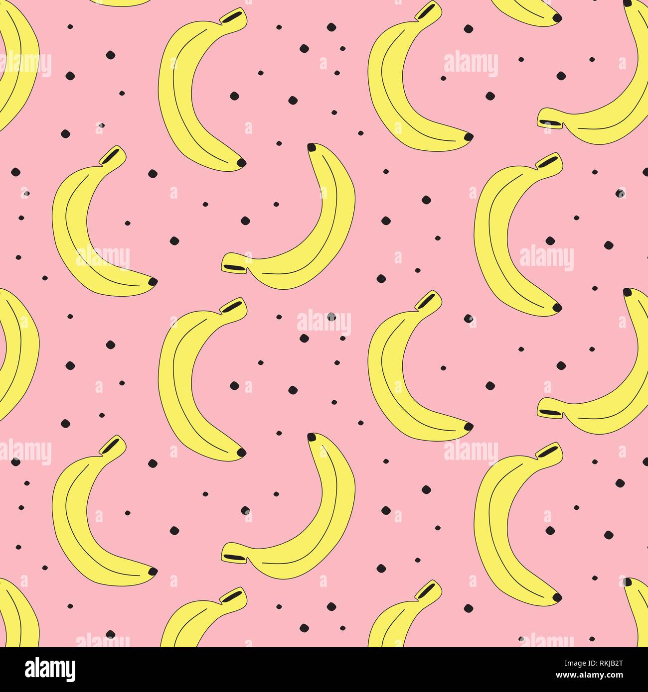 Vector illustration motif banane jaune sur un fond rose Illustration de Vecteur