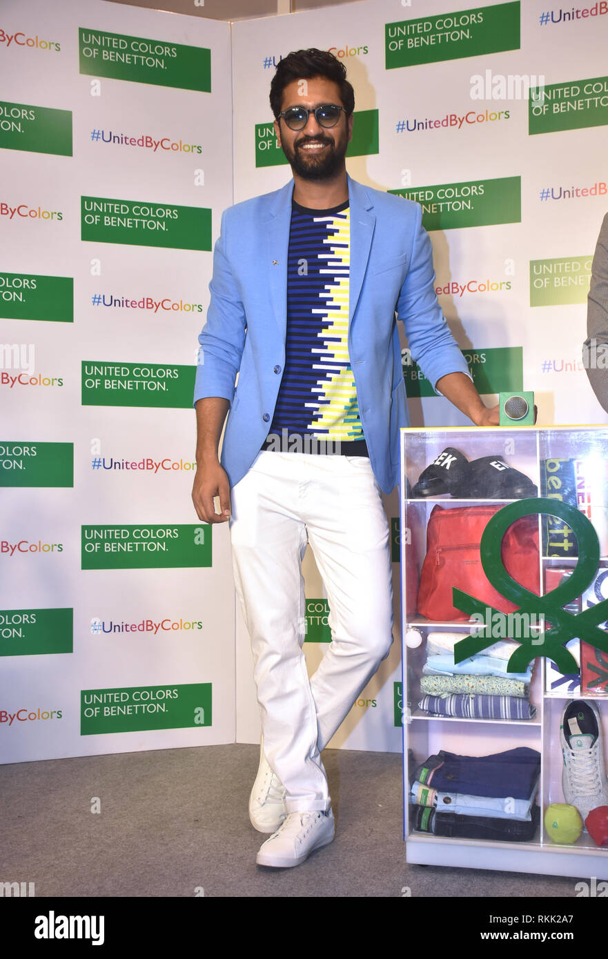 Vicky acteur Kaushal lancer United Colors of Benetton collection SS19 de UCB store à Mumbai. Banque D'Images