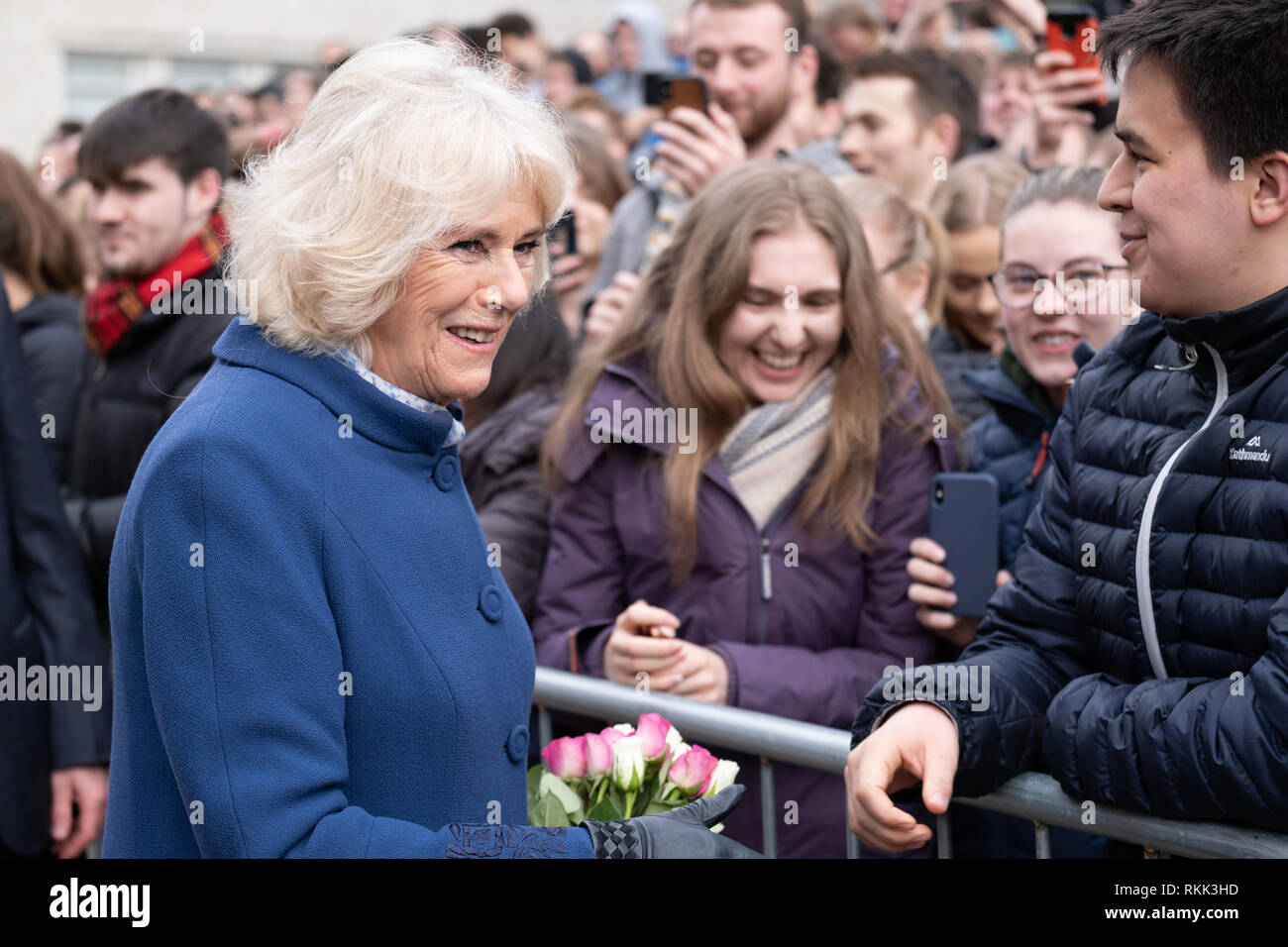 Liverpool, Royaume-Uni. 12 Février 2019 : le Prince de Galles et la duchesse de Cornouailles arrivant à une réception à la galerie Victoria à l'Université de Liverpool lors de leur visite à Liverpool mardi, 12 février 2019. Ensemble avec le président d'Irlande Michael Higgins et Mme Higgins, la visite était de célébrer son Altesse Royale et le Président Higgins's patronage conjoint de l'Institut d'études irlandaises de Liverpool. Crédit : Christopher Middleton/Alamy Live News Banque D'Images