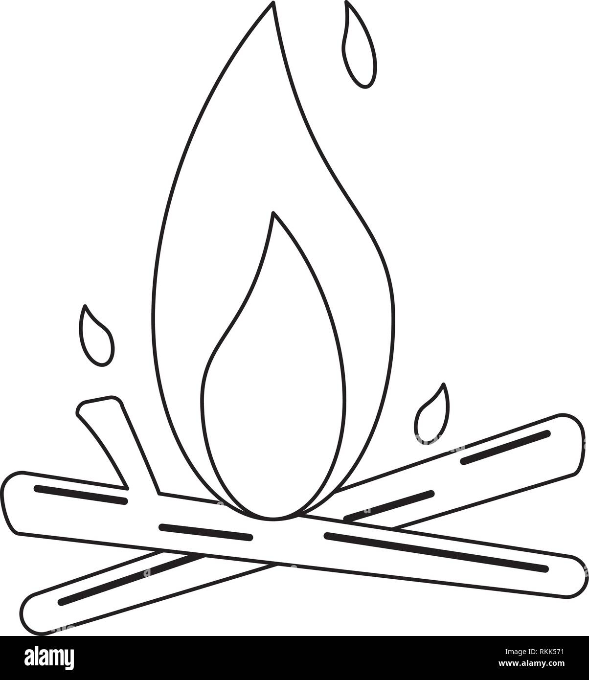 Feu de bois noir et blanc Illustration de Vecteur