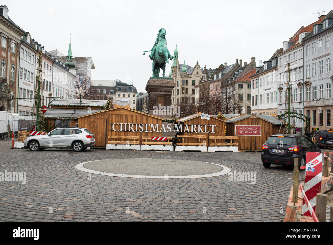 Marqués de Noël à Copenhague vu de Højbro plads Banque D'Images