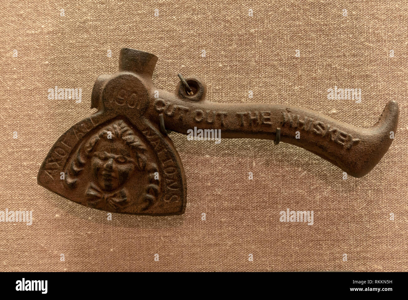 Une Carrie Nation (temperance) Hatchet, le mob Museum, Las Vegas (ville de Las Vegas), Nevada, United States. Banque D'Images