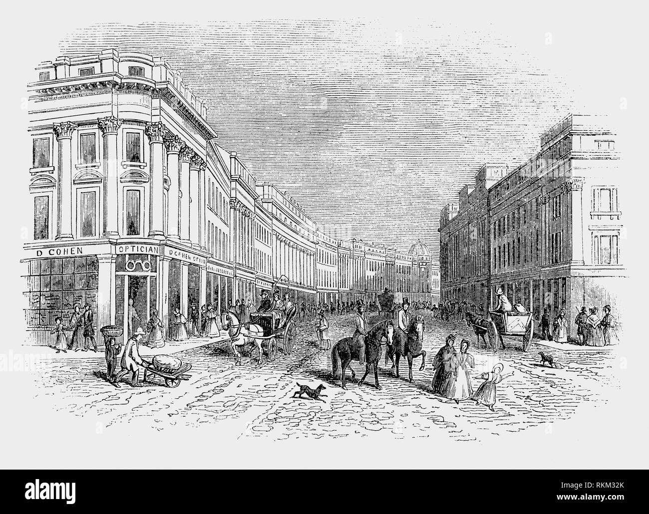 Dans les années 1825-1840 le centre de Newcastle-upon-Tyne, en Angleterre a été reconstruit. C'était surtout le travail de trois hommes, John Dobson, un architecte, Richard Grainger, un constructeur et John Clayton le greffier de la ville. Tous les trois ont rues nommées d'après eux. Gray Street traverse le sud de Gray's Monument ; et suit la route de l'Lorke ou Lort brûler, qui autrefois se jette dans la Tyne mais est maintenant sous terre. Il a été nommé d'après le comte Grey, premier ministre britannique de 1830 à 1834. Banque D'Images