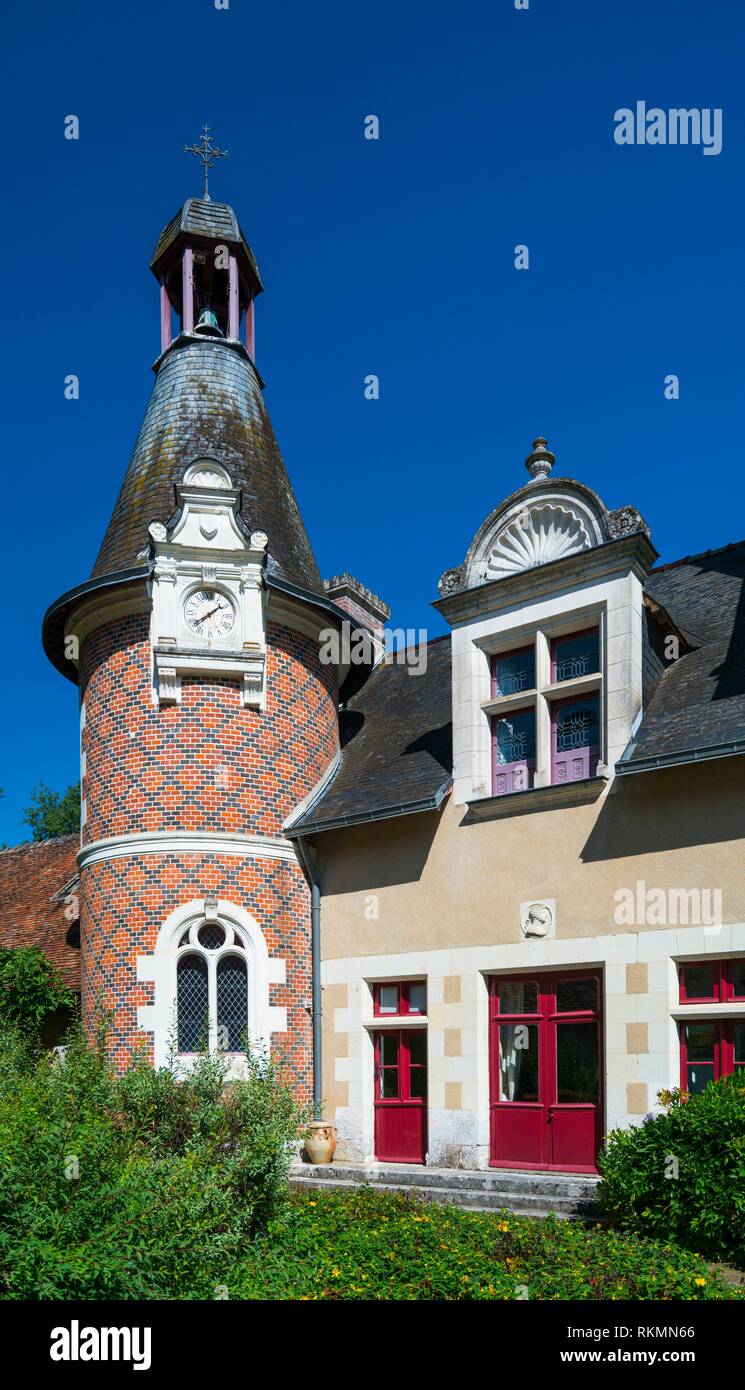 Façade principale, le château de Troussay, Village de Cheverny, Loir-et-Cher, La Vallée de la Loire, France, Europe. Banque D'Images