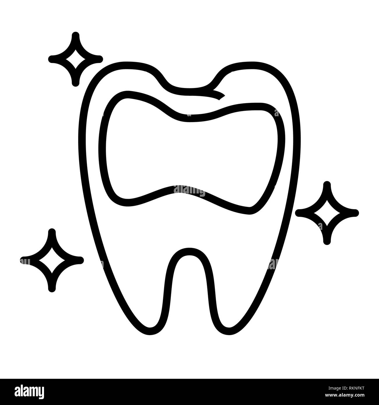 L'icône de la dent, Vector Illustration, soins de contours Banque D'Images