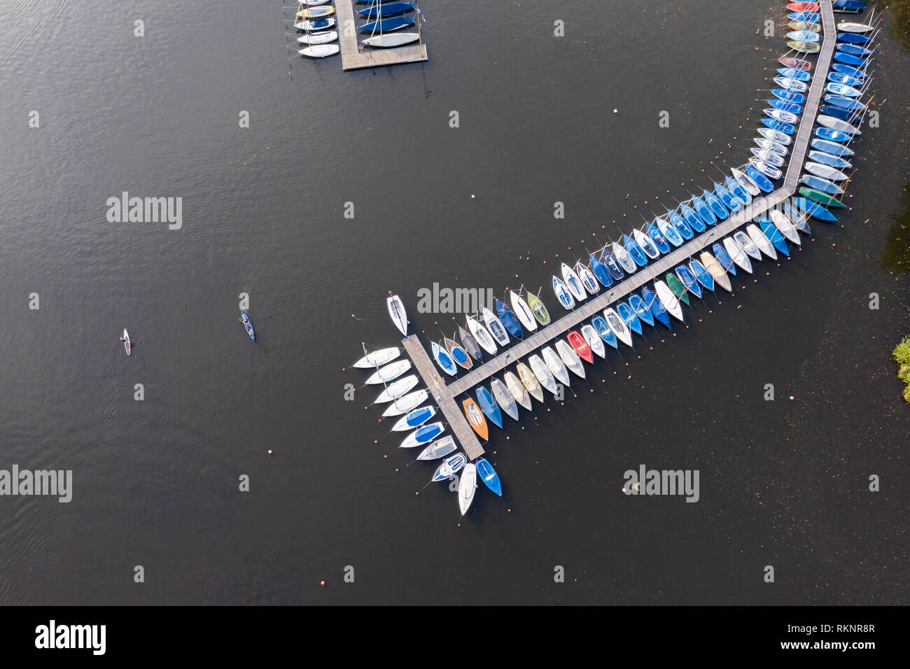 Vue aérienne d'un ponton sur le lac Alster Banque D'Images