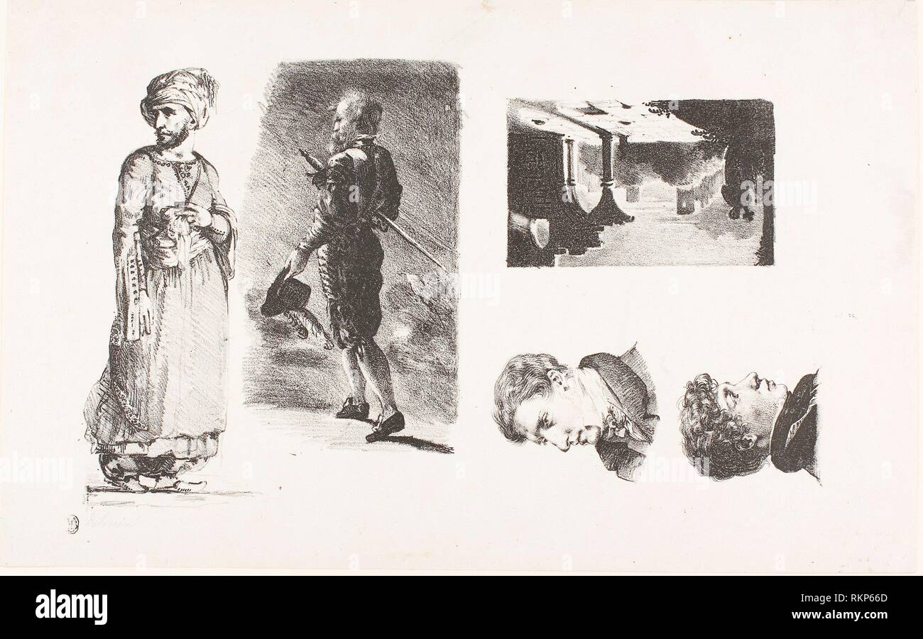 Feuille de croquis 1826 Eugène Delacroix Français, 17981863