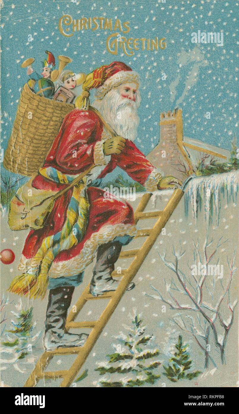 Vœux De Noel Cartes Postales De Vacances De Noel Le Pere Noel Date De Publication Ca 190 Santa Claus Noel Flocons Escalade Cheminees Photo Stock Alamy Vœux De Noel Cartes Postales De Vacances De Noel Le Pere Noel Date De Publication Ca 190 Santa Claus Noel Flocons Escalade Cheminees Photo Stock Alamy