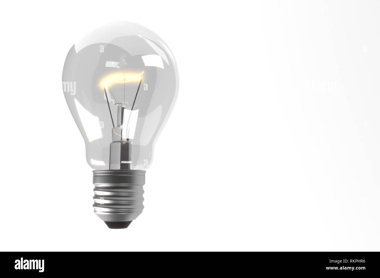 Ampoule Lumière 3d illustration. Idée concept Innovation Banque D'Images