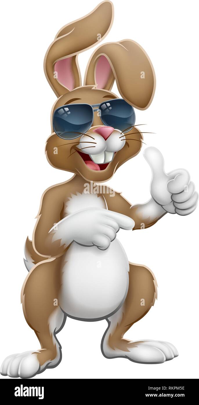 Lapin de Pâques Lapin Cool Thumbs Up et vers Illustration de Vecteur