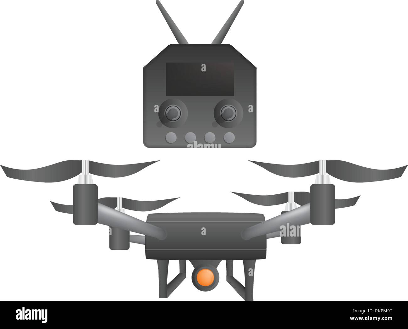 Drone noir, icône de style réaliste Illustration de Vecteur