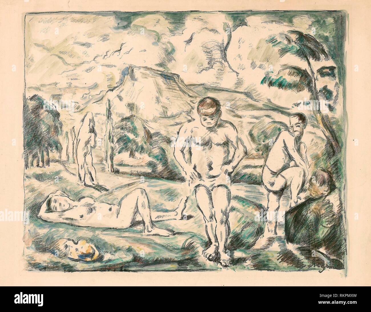 Les grandes baigneuses - 1896-c. 1898 - Paul Cézanne (Français, 1839-1906) imprimé par Auguste Clot (Français, 1858-1936) - Artiste : Paul Cézanne, origine : France, Banque D'Images