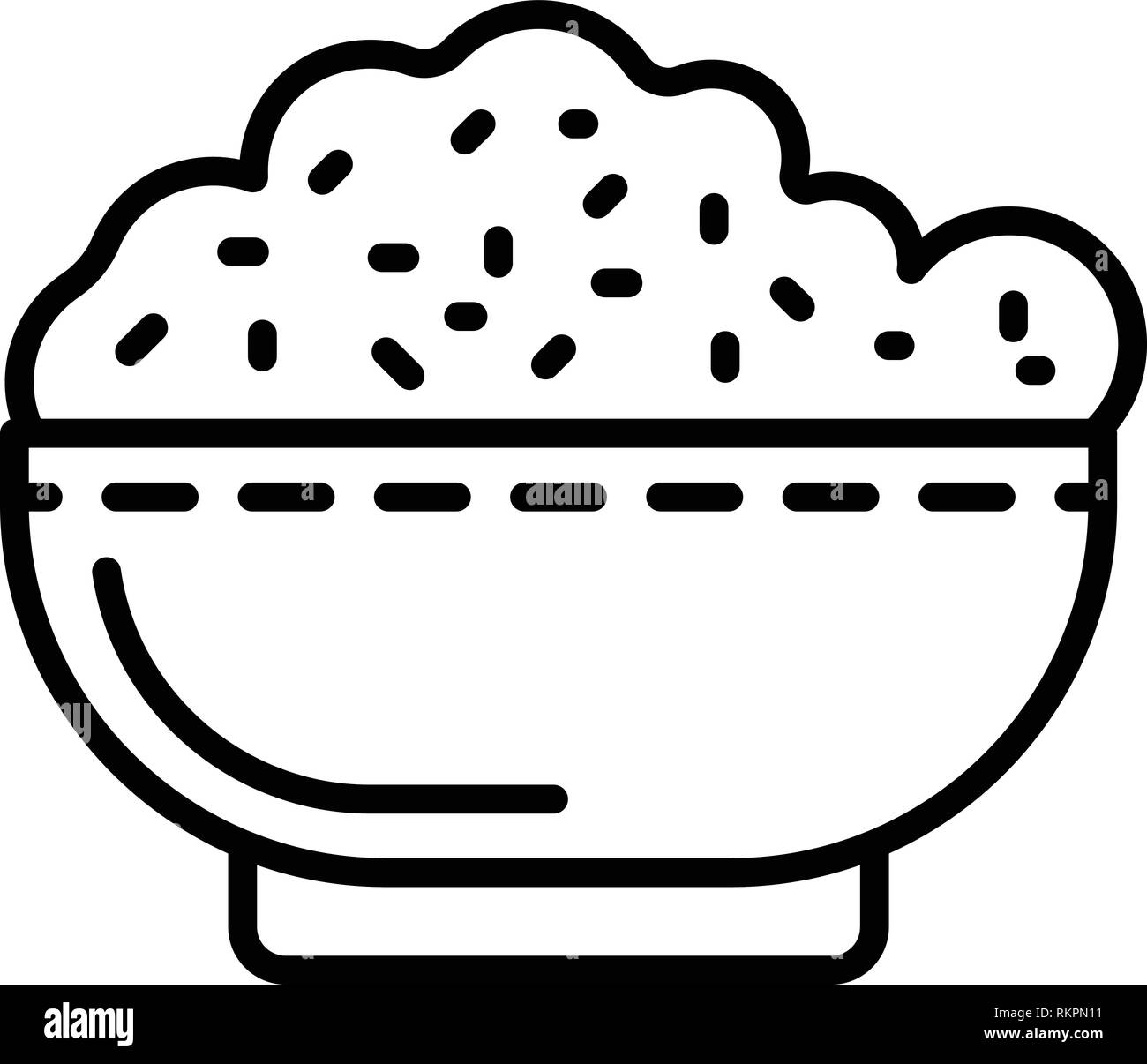 Bol de riz, l'icône de style contour Illustration de Vecteur