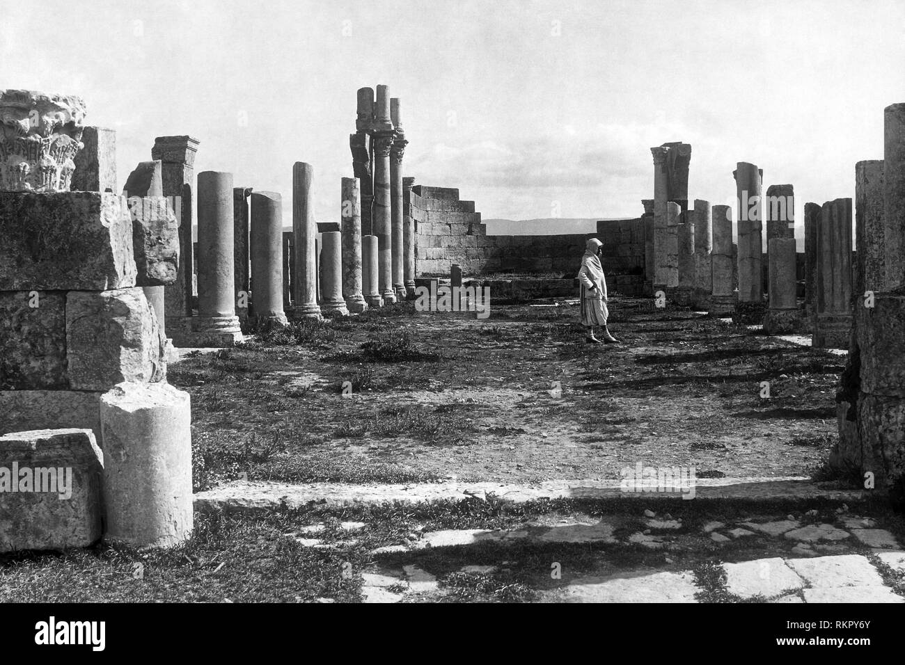 L'Afrique, Algérie, Bejaia, les vestiges de la grande basilique romaine, 1920 Banque D'Images