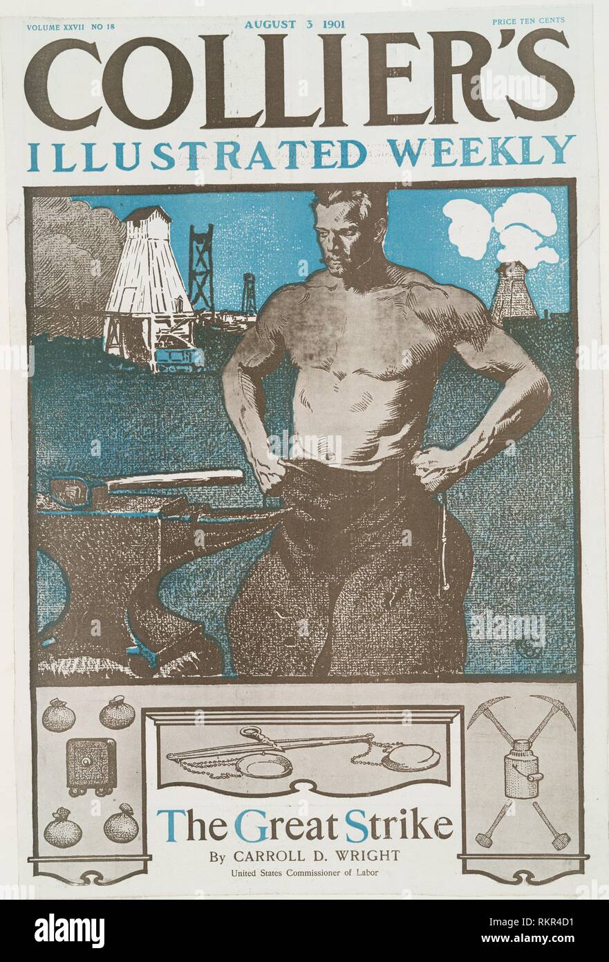 Collier's Illustrated Weekly, la grande grève par Carrol D. Wright, United States Commissaire du travail, volume XXVII, No 18, 3 août 1901, le prix Banque D'Images