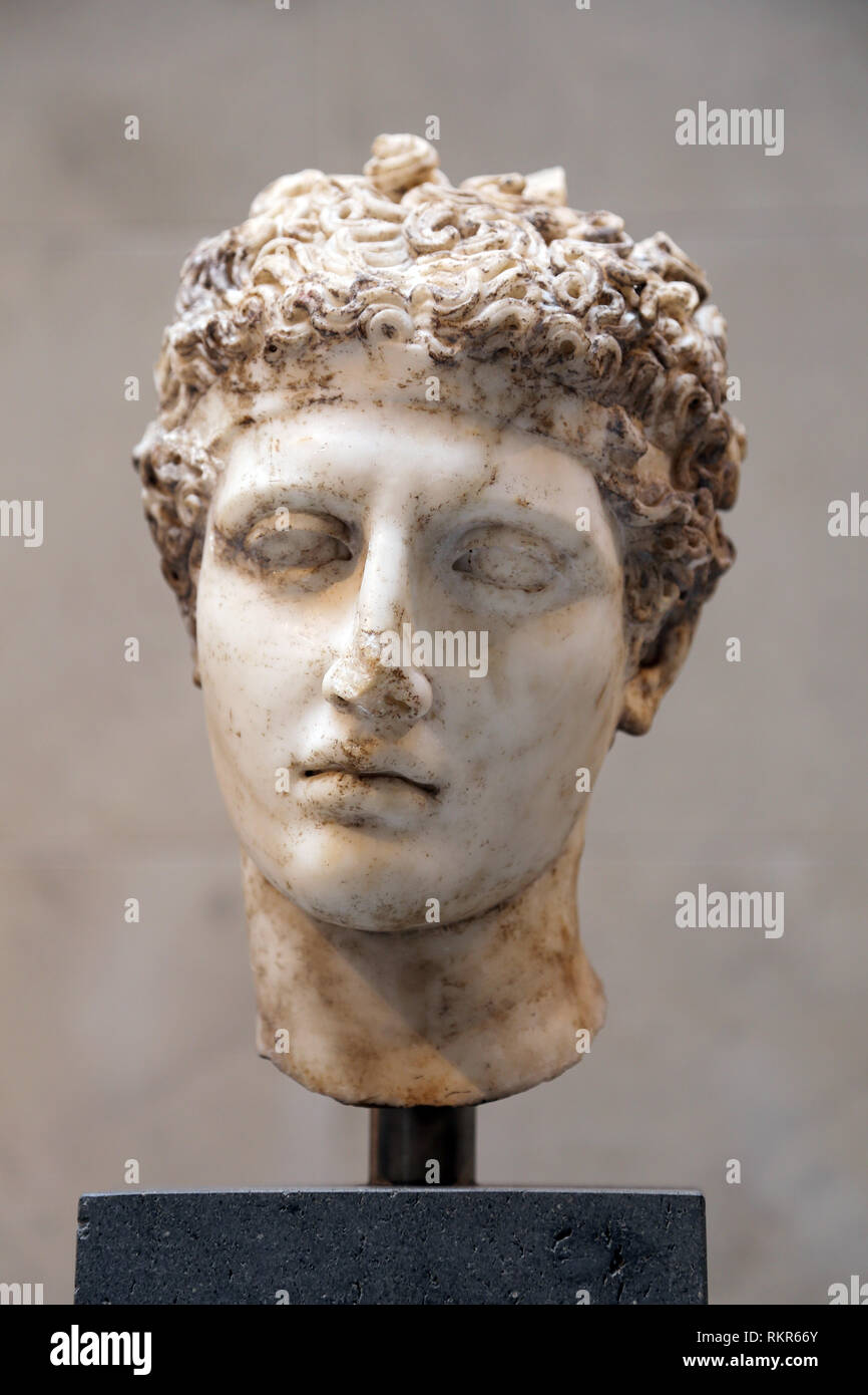 En tête d'un athlète. Ère impériale romaine. ca. 138-92 AD. Copie d'une statue grecque, 5e BCE. L'a rencontré. L'état de New York. Banque D'Images