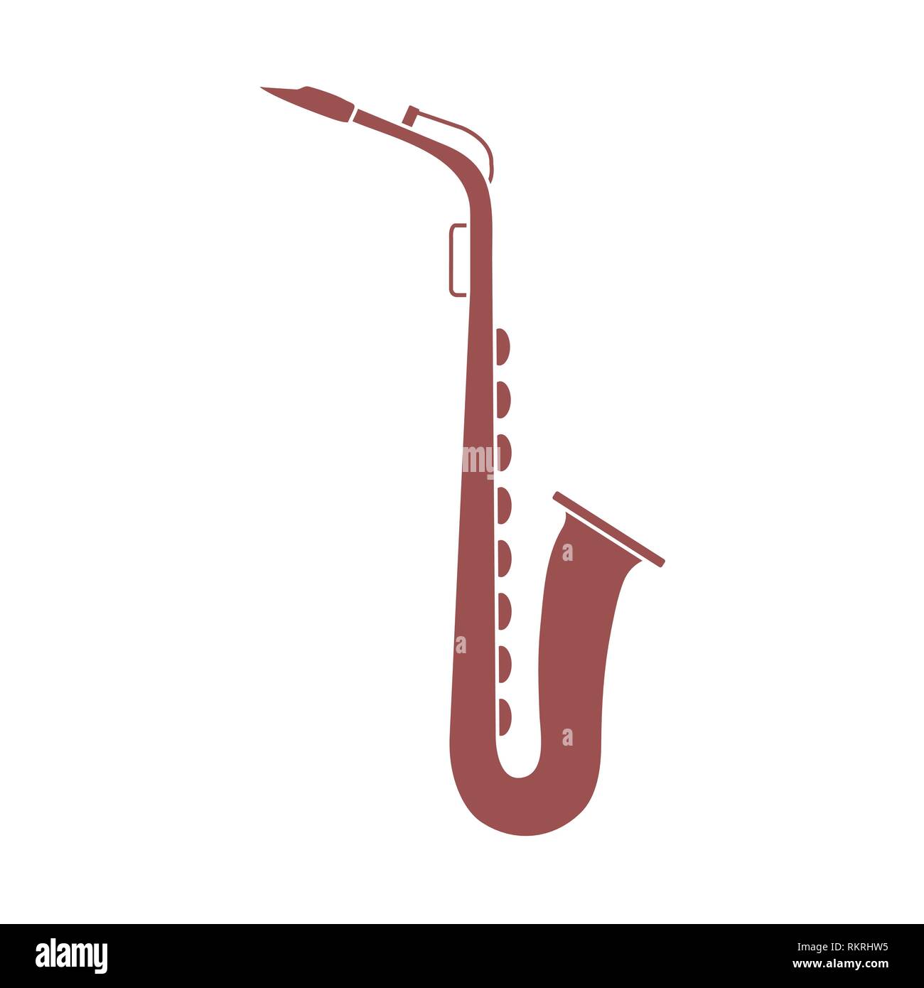 Vector illustration avec le saxophone. Instrument à vent de la musique classique. Illustration de Vecteur