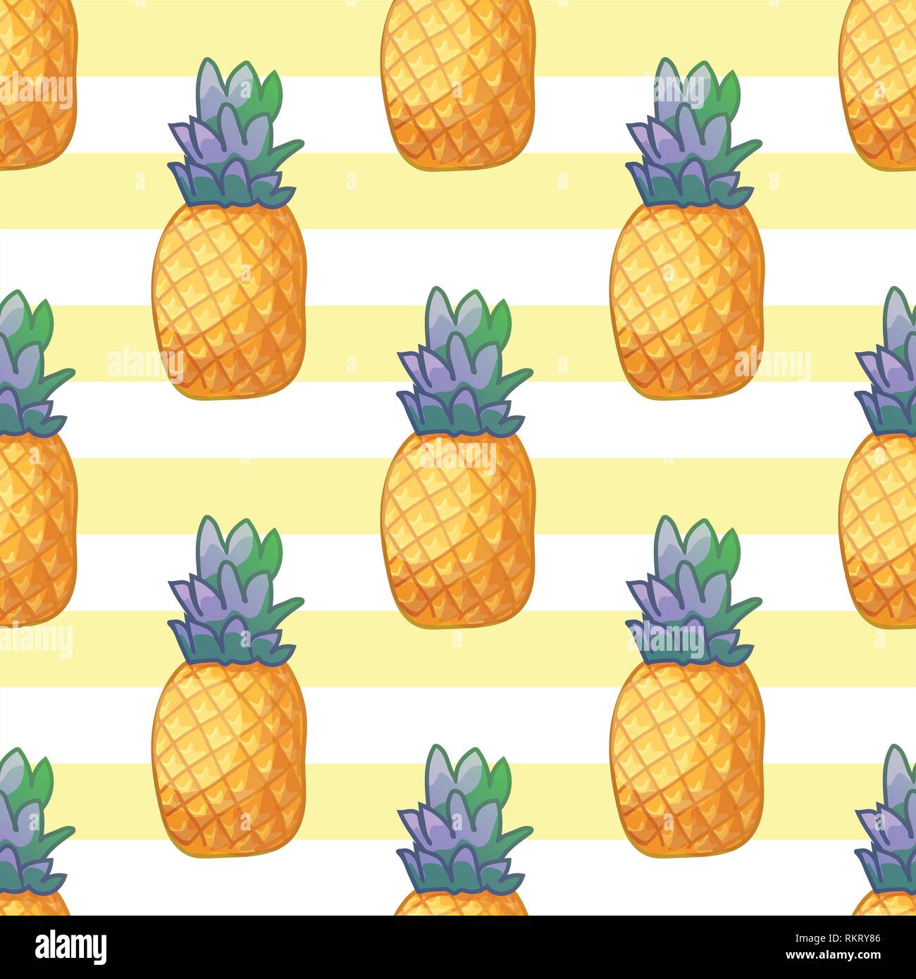 Fruits ananas mûres mignon vecteur seamless pattern Illustration de Vecteur