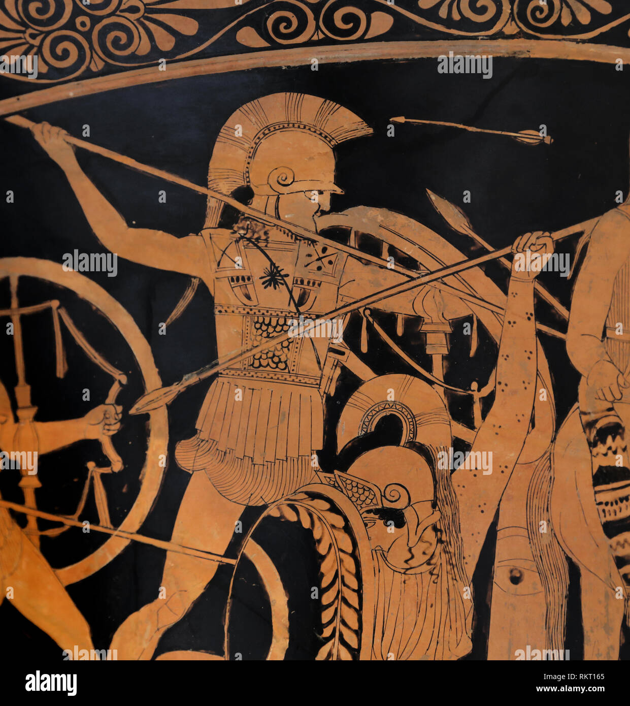 Calice terracota-cratère. Grenier, grec, red-figure. 460-450 BC. Paitenter du Berlin Hydria. Amazonomachy. L'a rencontré. NY, USA Banque D'Images