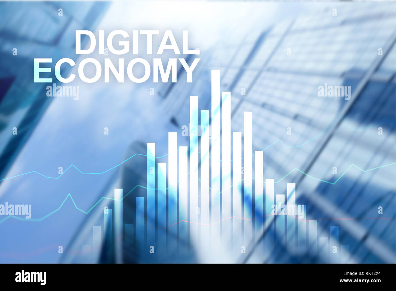 L'économie numérique, technologie concept financier sur fond flou. Banque D'Images
