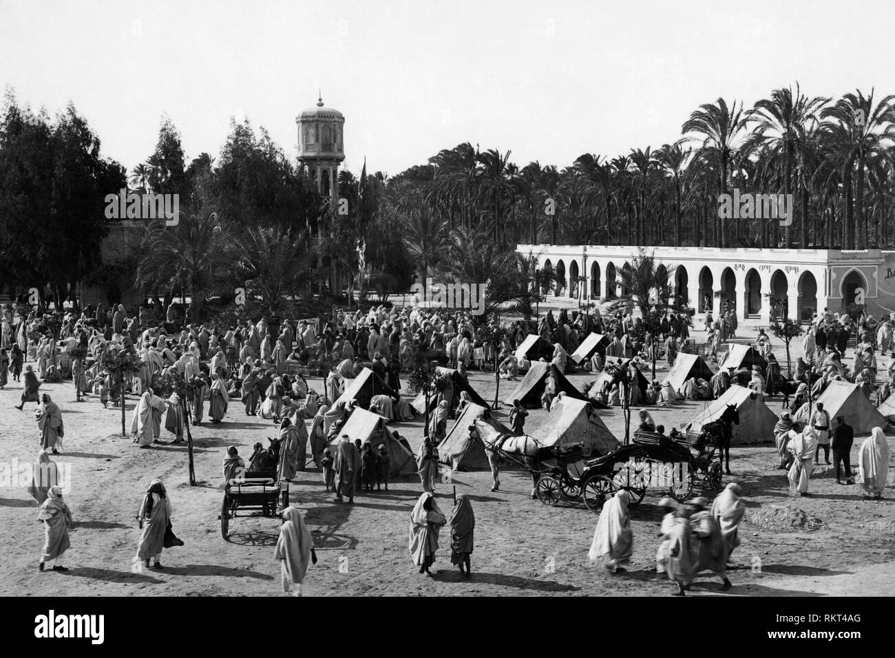 Marché, Souq al Jum'aa, la Libye, l'Afrique 1920 1930 Banque D'Images