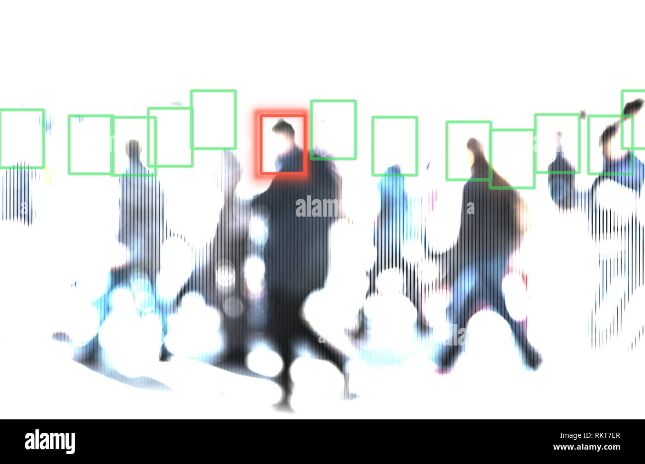 La technologie de reconnaissance des visages concept illustration du big data et de la sécurité en ville Banque D'Images