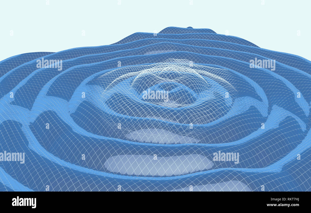 Ondes gravitationnelles duotone abstrait 3D illustration Banque D'Images