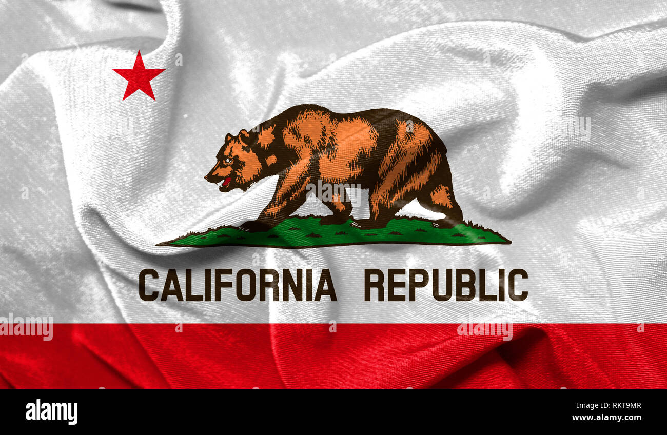 Drapeau réaliste Etat de Californie sur la surface d'un tissu Banque D'Images