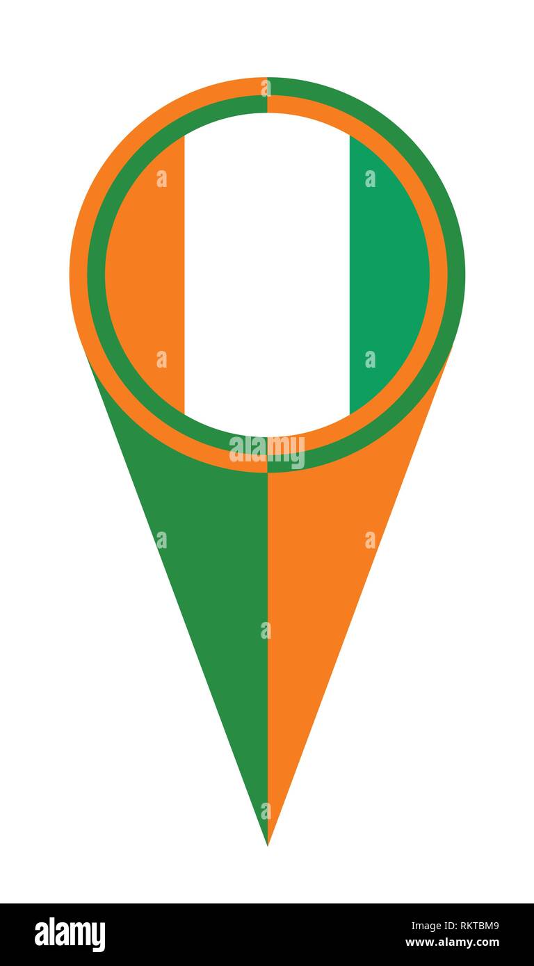 Côte d'Ivoire pointeur de carte emplacement de l'icône marqueur drapeau pin Illustration de Vecteur
