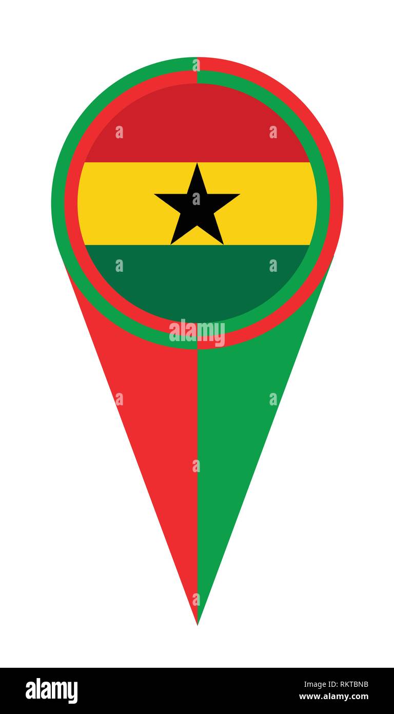 Ghana pointeur de carte emplacement de l'icône marqueur drapeau pin Illustration de Vecteur