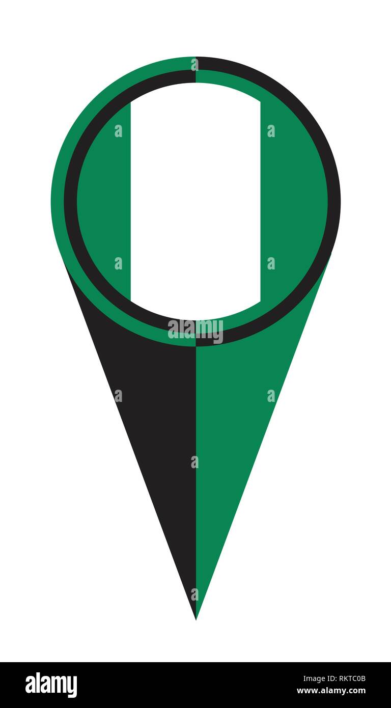 Nigerian pointeur de carte emplacement de l'icône marqueur drapeau pin Illustration de Vecteur