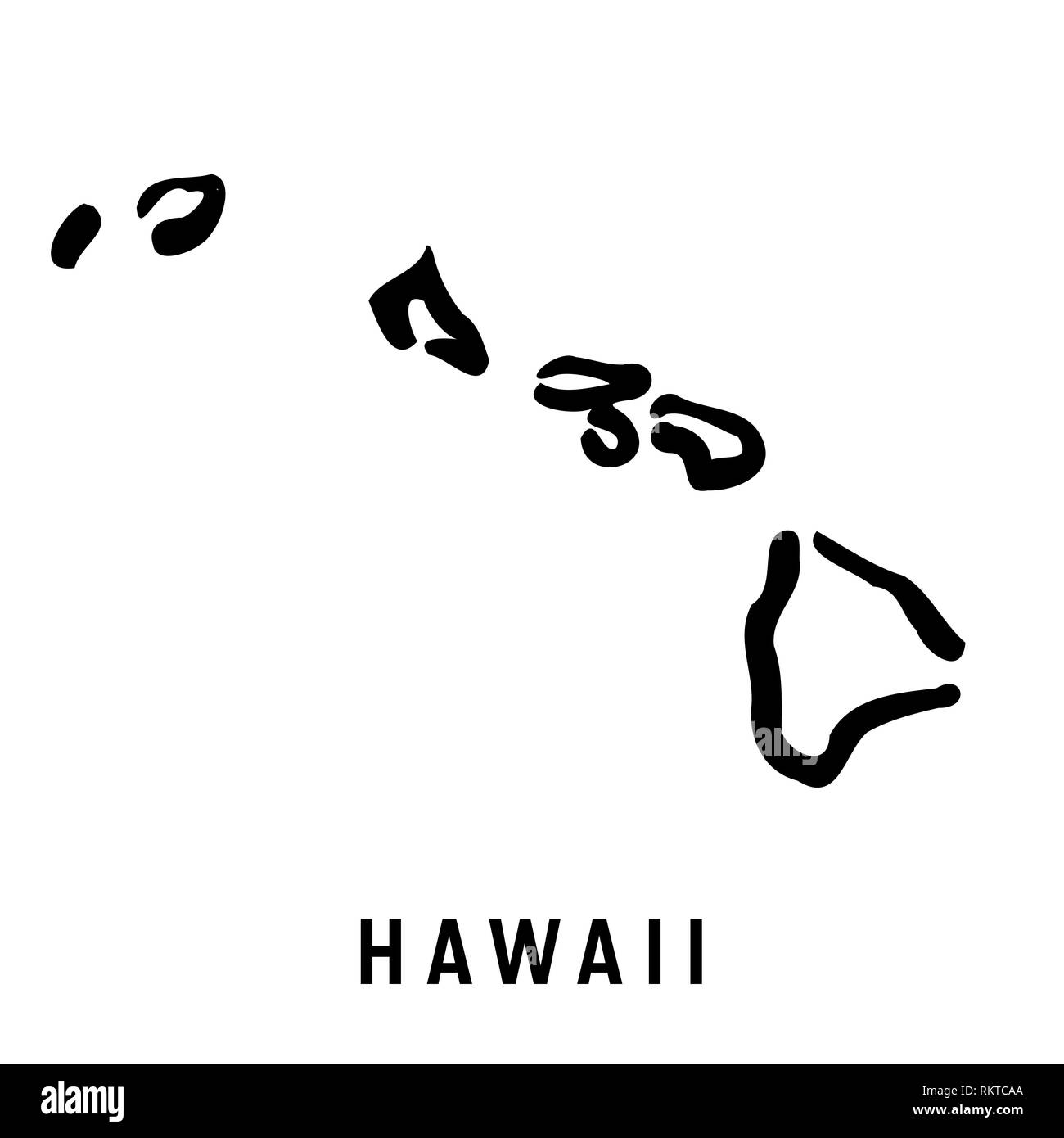 Hawaii simple logo. Carte de l'État - aperçu simplifié de la forme lisse d'État des États-Unis carte vecteur. Illustration de Vecteur