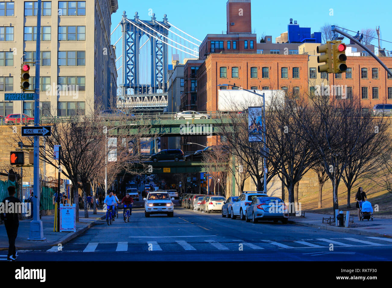 New York City, New York, États-Unis d'Amérique - Brooklyn, vue direction Pont de Manhattan, Etats-Unis. New York City, New York, Europa un Banque D'Images